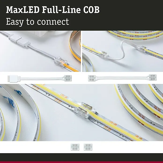 Paulmann Verbindungs-Set - Passend für: MaxLED, um gekürzte Stripes wieder zu verbinden - MaxLED COB LED-Streifen mit leicht anschließbaren Kabeln und Verbindern.