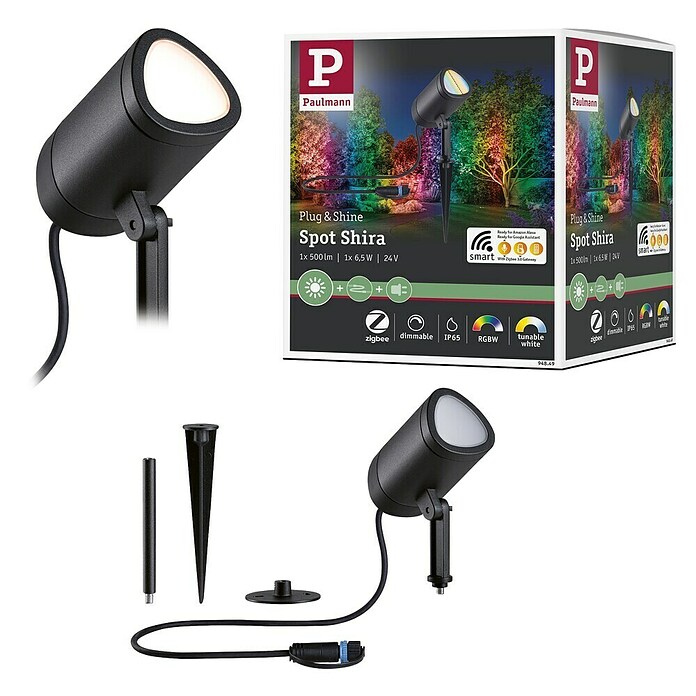 Paulmann Plug & Shine Vrtna LED spot svjetiljka  (6,5 W, IP65, RGBW, Antracit) | BAUHAUS