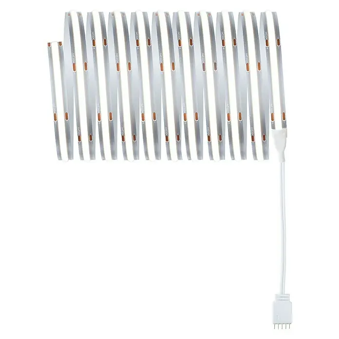 Paulmann MaxLED 500 Verlängerungs-Set Full-Line COB - 3 m, 21 W, Tageslichtweiß, 1.800 lm - Nahaufnahme von LED-Streifenlichtern mit warmweissem Licht, ideal für stimmungsvolle Beleuchtung und Akzente im Innenbereich.