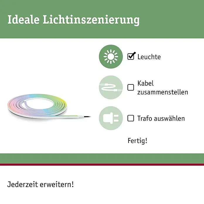 Paulmann Plug & Shine LED-Band Smooth Strip - Länge: 5 m, RGBW, 700 lm, 24 V - Farbige LED-Lichtleiste aufgewickelt mit Anleitung zur Lichtinszenierung.