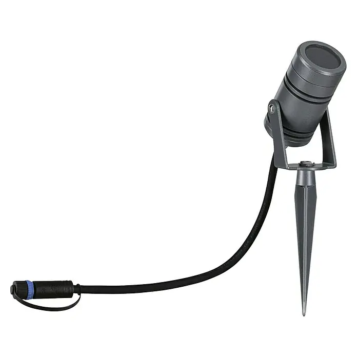 Paulmann Plug & Shine LED-Gartenspot Radon - 12,5 W, IP65, Warmweiß, Grau - Graue Gartenleuchte mit Erdspieß und schwarzem Kabel für den Außenbereich, ideal für stimmungsvolle Beleuchtung.