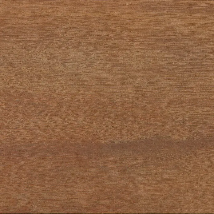 Wandfliese Spa Cuero Base - 30 x 90 cm, Braun, Matt - Detailaufnahme eines warmen, natürlichen Holzfurniers mit feiner Maserung, ideal für Möbel und Innenausbau.