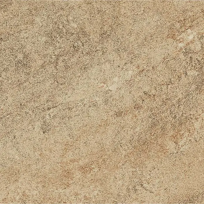 Atlas Concorde Solution Regent Feinsteinzeugfliese Gold - 30 x 60 cm, Gold, Matt - Eine Nahaufnahme einer strukturierten, sandfarbenen Keramikfliese mit unregelmäßigen dunkleren Flecken, die eine natürliche Oberfläche imitiert.