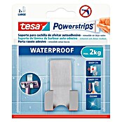 Tesa Powerstrips Waterproof Colgador adhesivo RH (Acero inoxidable, Plateado)