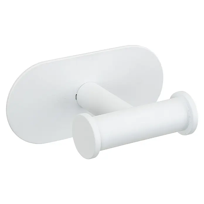 Wenko Orea Colgador de baño - Blanco - Un gancho doble para toallas blanco con montura redondeada y barras cilíndricas, ideal para el baño.