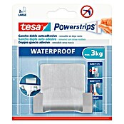 Tesa Powerstrips Waterproof Colgador adhesivo Duo (Acero inoxidable, Plateado)