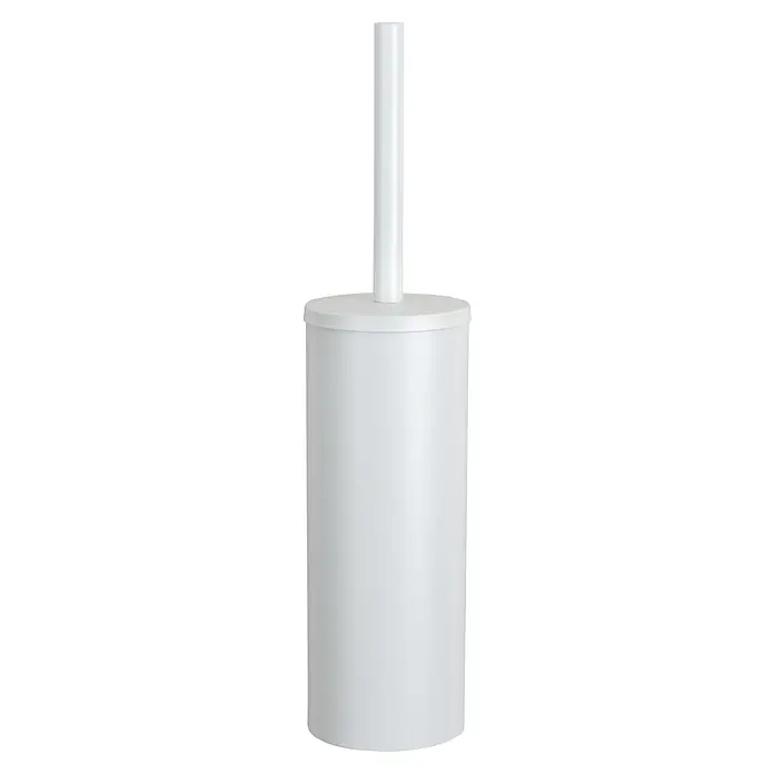 Wenko Orea Escobillero de suelo - Acero inoxidable, Blanco - Elegante portarrollos de papel higiénico blanco con cepillo para el baño. Accesorio de baño práctico y elegante.