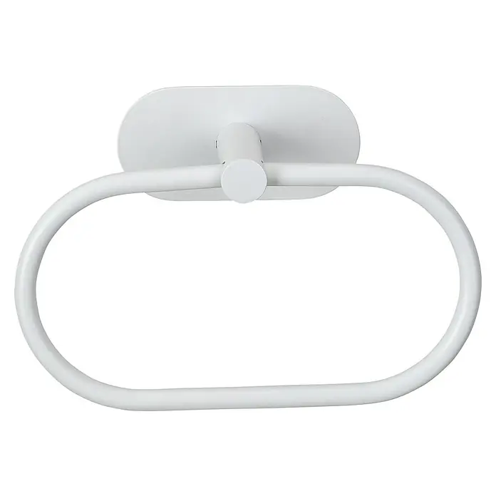 Wenko Orea Toallero de anilla - Blanco - Anilla toallero de metal blanco para montaje en pared, ideal para baños y aseos de invitados. Accesorios de baño prácticos y elegantes.