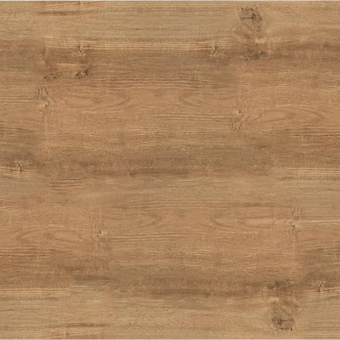 Harmonie by Palazzo Feinsteinzeugfliese - 15 x 90 cm, Fichte, Matt - Nahaufnahme eines Holzfurniers mit warmer, natürlicher Maserung und Astlöchern. Ideal für Möbel oder Bodenbeläge.