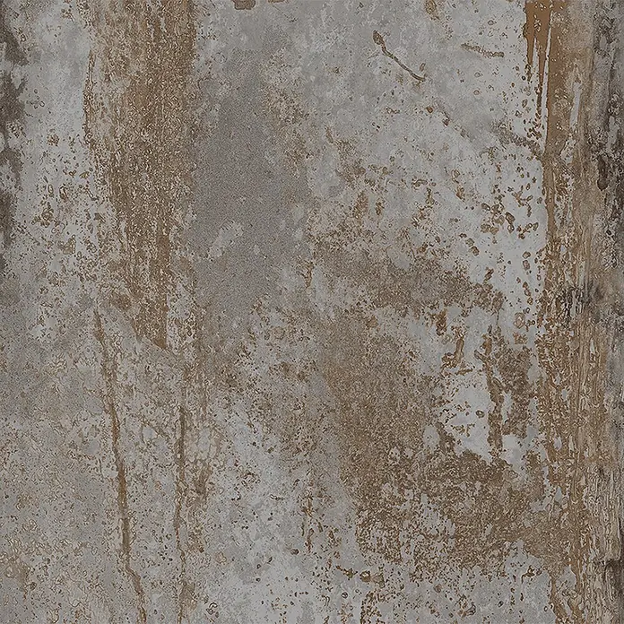 Feinsteinzeugfliese Flatiron - 60 x 120 cm, Silber, Matt - Nahaufnahme einer grauen Wandfliese mit braunen Akzenten, die eine robuste und industrielle Ästhetik bietet.