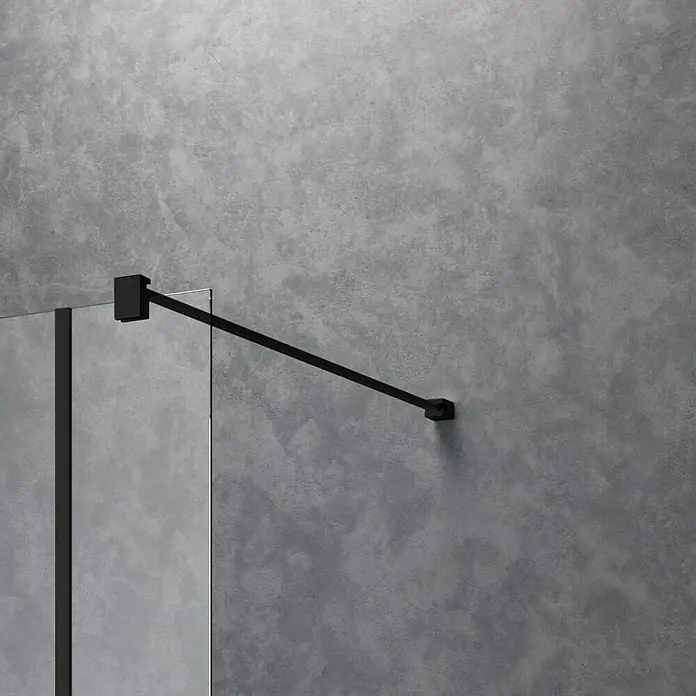 Camargue Meran Mix & Match DuschwandB x H: 120 x 200 cm, Beschichtet, Schwarz, B: 970mm Satiniertes Glas + B: 200mm Spiegelglas - Detailaufnahme