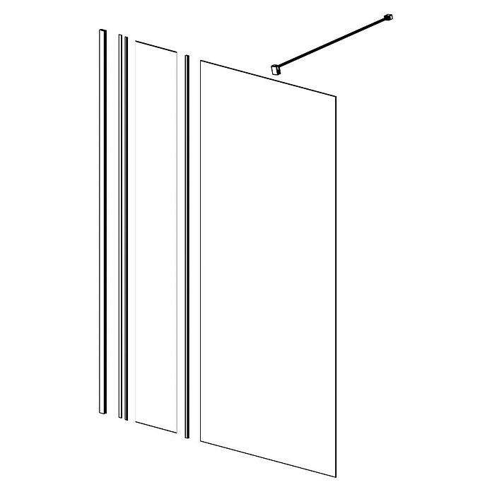 Camargue Meran Mix & Match Duschwand (B x H: 140 x 200 cm, Beschichtet, Silber, B: 970mm Klarglas + B: 400mm Wellenglas) | BAUHAUS