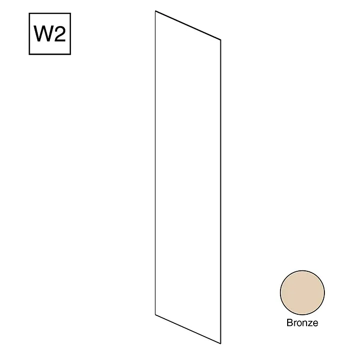 Camargue Meran Mix & Match Duschwand W2 - B x H: 40 x 200 cm, Beschichtet, Bronze - Darstellung eines schlanken Wandschranks in schlichtem Design, hervorgehoben durch eine elegante Bronze-Farbpalette.
