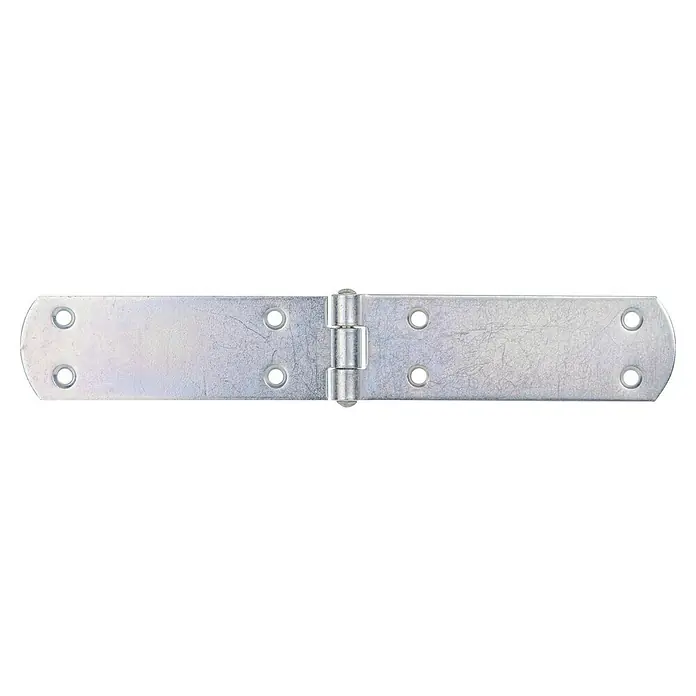 Stabilit Bisagra - L x An: 250 x 40 mm, Acero, Zincado - Bisagra plateada de banda ancha con extremos redondeados y orificios para tornillos para una fijación segura de puertas y portones.