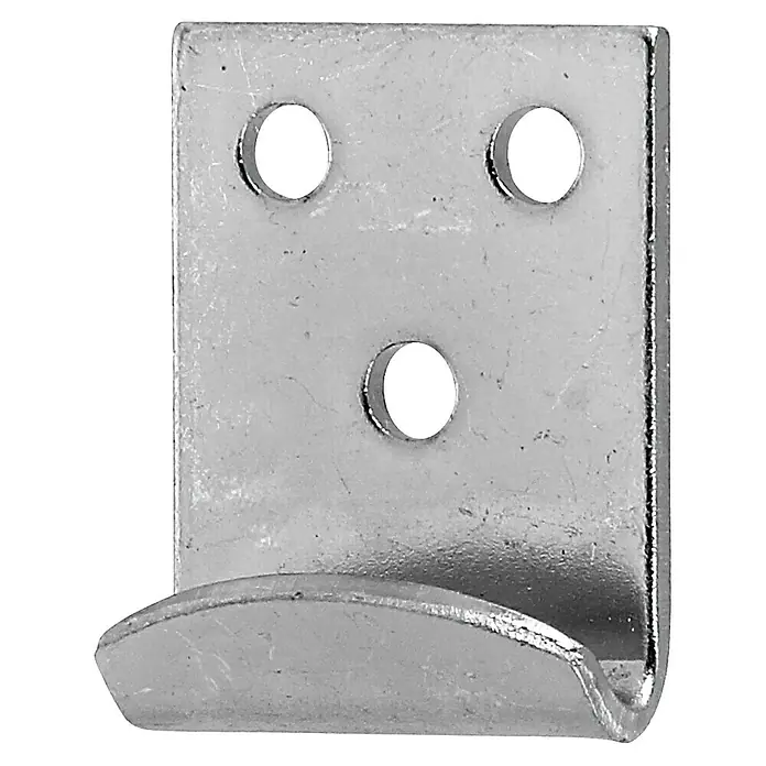 Stabilit Cierre de gancho - L x An x Al: 34 x 25 x 2 mm, Acero inoxidable - Gancho de montaje de metal plateado con tres orificios para tornillos.