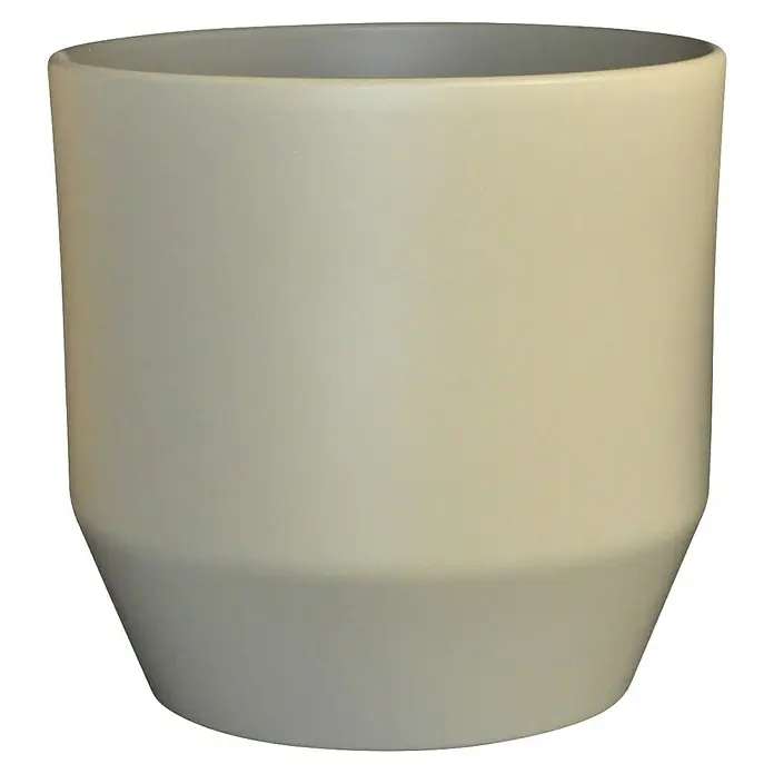 Übertopf rund Matt - Außenmaß (Ø x H): 24 x 22,5 cm, Khaki - Nahaufnahme eines einfachen, cremefarbenen Pflanzgefäßes, ideal für Zimmerpflanzen und zur Dekoration des Hauses.