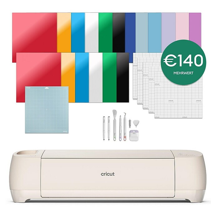 Cricut Maker Plotter de corte Maker 4 Essentials-Bundle (Gris/ Verde, Bluetooth, Ancho de corte: 29,7 cm, Longitud de corte: 3,6 m) | BAUHAUS
