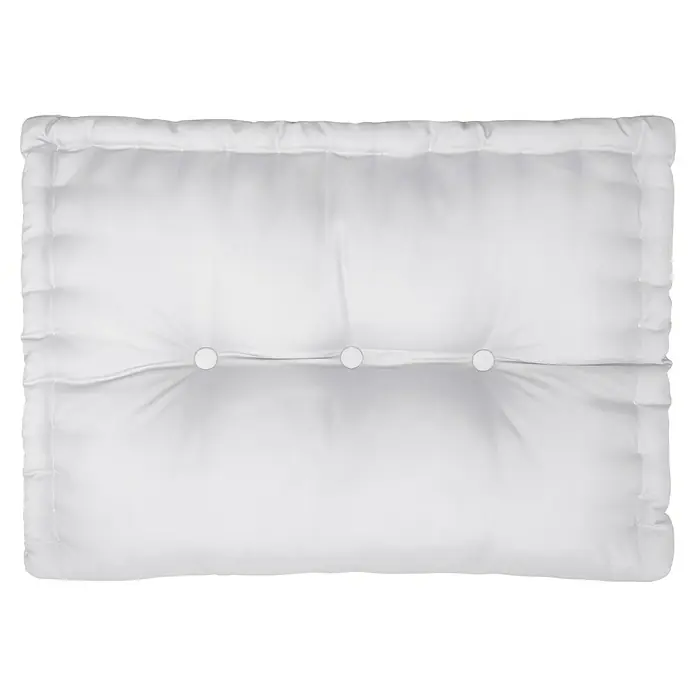 Cojín para respaldo de palet water resist - 60 x 40 x 10 cm, Gris - Elegante almohada tapizada blanca con detalles de botones. Ideal para dormitorios o salones, añadiendo confort y estilo.