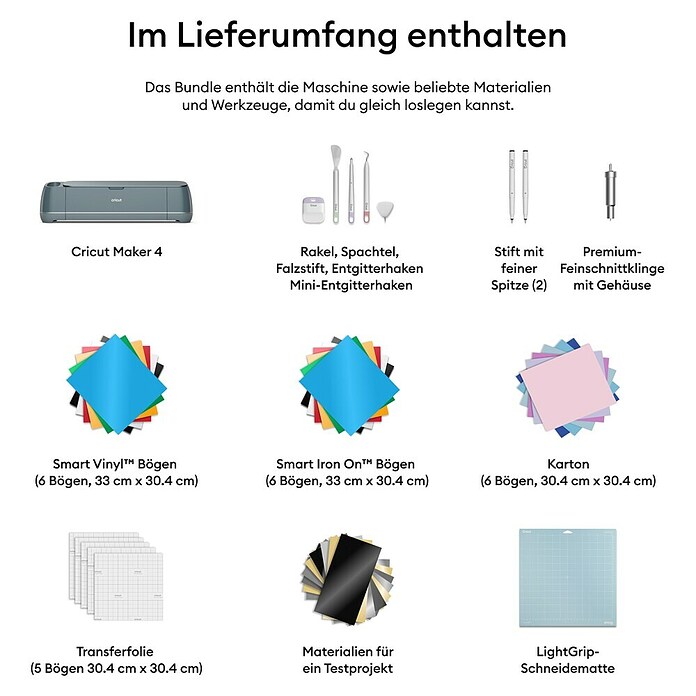 Cricut Maker Schneideplotter Maker 4 Essentials-Bundle (Salbei, Bluetooth, Schnittbreite: 29,7 cm, Schnittlänge: 3,6 m) | BAUHAUS