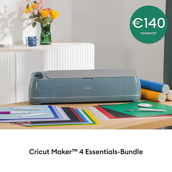 Cricut Maker Plotter de corte Maker 4 Essentials-Bundle (Gris/ Verde, Bluetooth, Ancho de corte: 29,7 cm, Longitud de corte: 3,6 m) | BAUHAUS