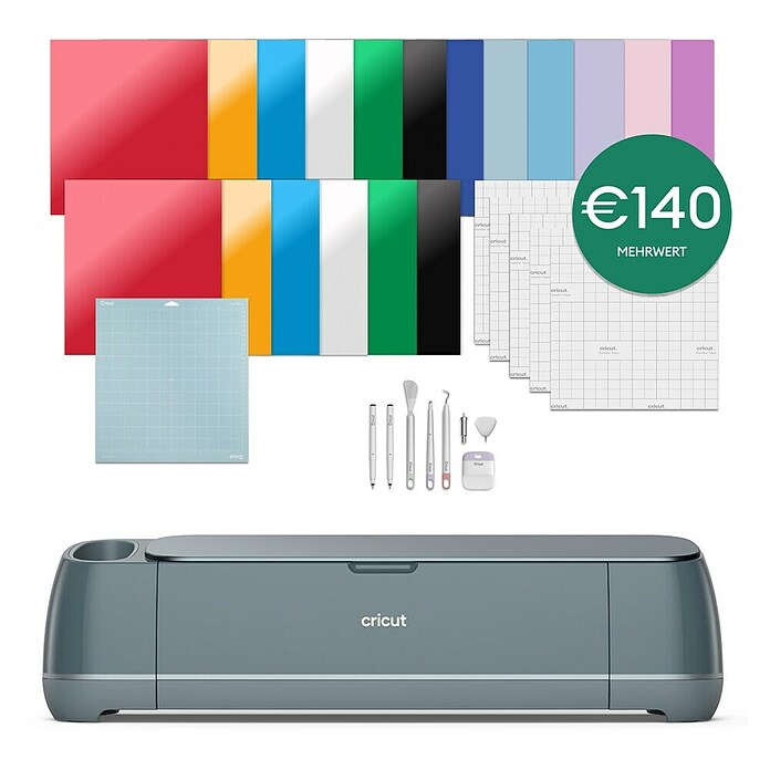 Cricut Maker Plotter de corte Maker 4 Essentials-Bundle (Gris/ Verde, Bluetooth, Ancho de corte: 29,7 cm, Longitud de corte: 3,6 m) | BAUHAUS