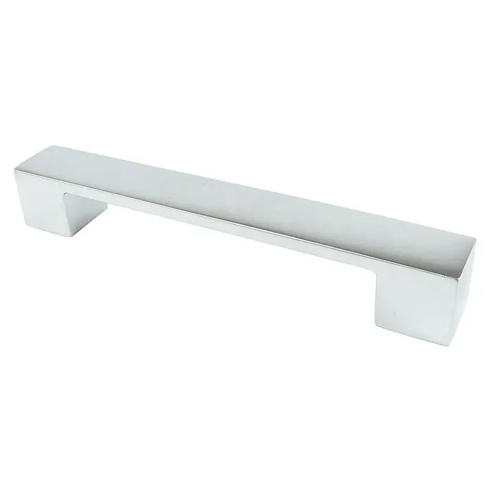 Rei Möbelgriff - Lochabstand: 128 mm, Aluminium, Aluminium, L x B x H: 163 x 24 x 25 mm - Gebürsteter silberner Schrankgriff.