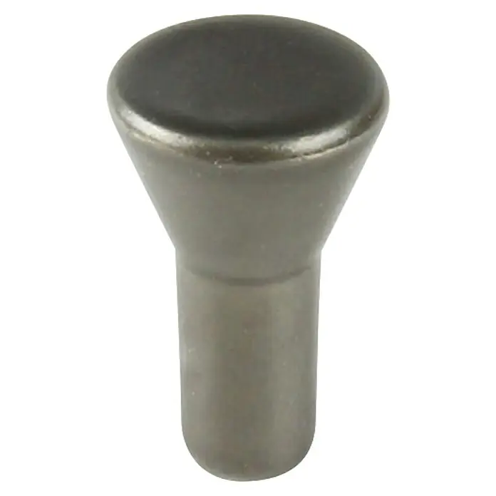 Rei Möbelknopf 861 - L x B x H: 24 x 15 x 15 mm, Zinkdruckguss, Grau - Dunkelgrauer Metallstift mit flachem Rundkopf und sich verjüngendem Körper, der zu einem zylindrischen Schaft führt.