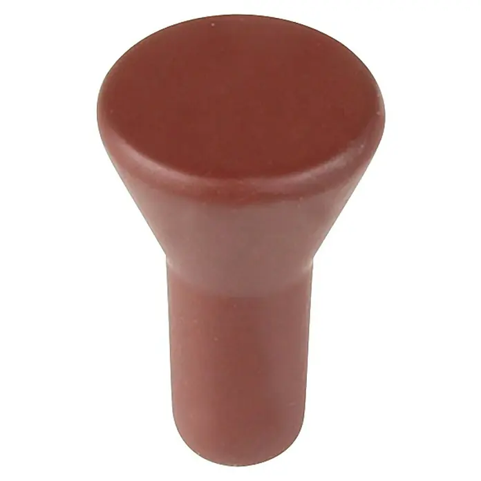Rei Möbelknopf 861 - L x B x H: 24 x 15 x 15 mm, Zinkdruckguss, Rot - Dunkelrotbrauner Gummistopfen mit konischem Oberteil und zylindrischer Basis.