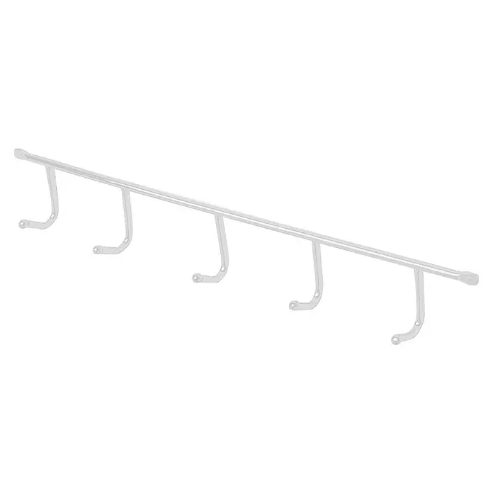 Rei Garderobenleiste 130 - L x B x H: 41 x 358 x 58 mm, Stahl, Weiß, Anzahl Haken: 5 Stk. - Transparente Kunststoff-Hakenleiste mit mehreren Haken.