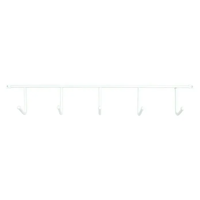 Rei Garderobenleiste 130 - L x B x H: 41 x 358 x 58 mm, Stahl, Weiß, Anzahl Haken: 5 Stk. - Weiße Hakenleiste mit fünf Haken zum Aufhängen.