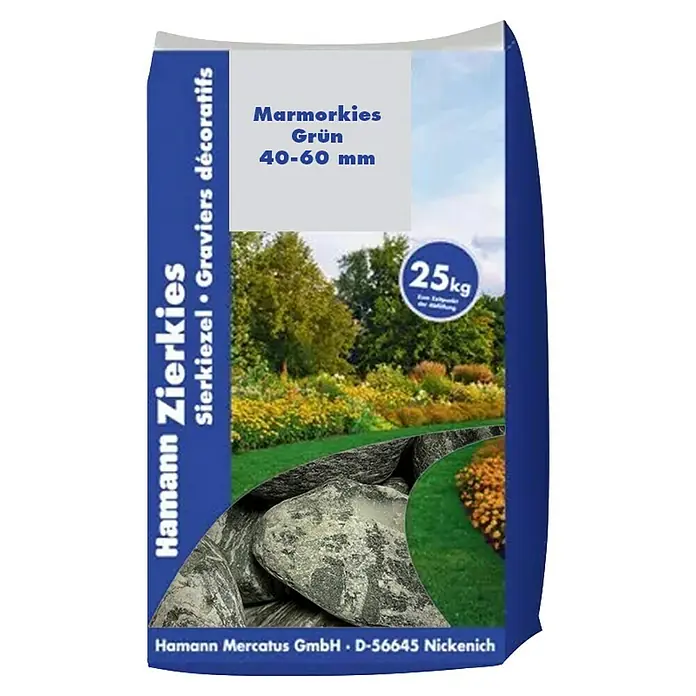 Hamann Mercatus Marmorkiesel -  - Sack Hamann grüner Marmorkies Zierkies (40-60 mm), 25 kg.