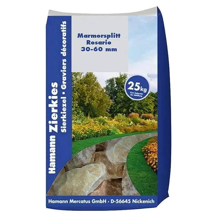 Hamann Mercatus Marmorsplitt - Rosairio, Körnung: 30 mm - 60 mm, 25 kg - Sack mit 25kg Hamann Rosario Marmorsplitt, 30-60 mm.