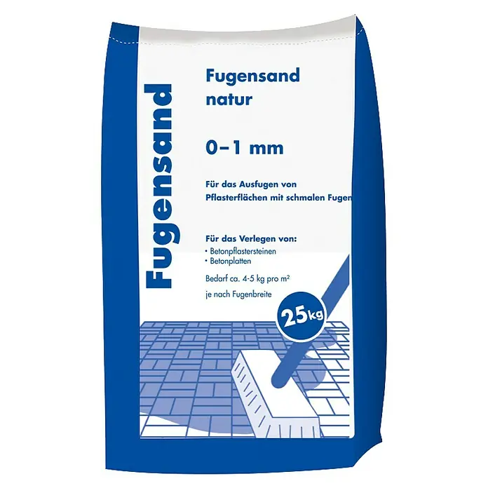 Hamann Mercatus Fugensand - Braun, Fugenbreite: 5 mm - 8 mm, 25 kg - 25kg Sack Fugensand natur, 0-1 mm, zum Verfugen von Pflastersteinen und -platten.