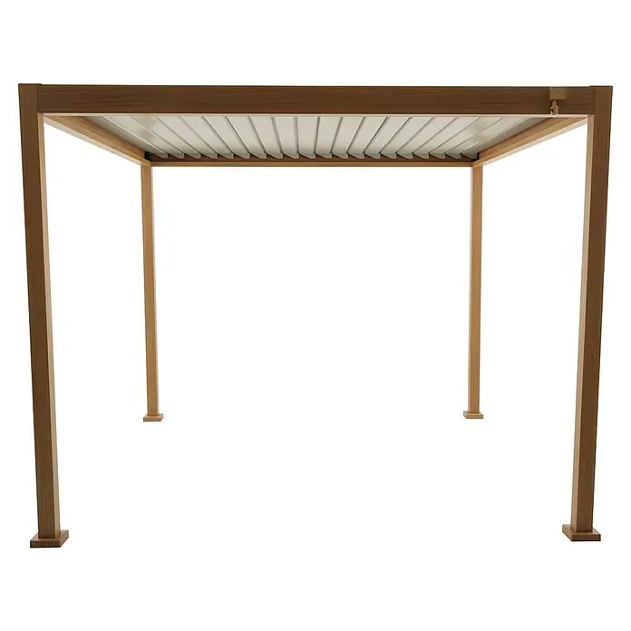 Sunfun Pérgola estándar Lanzarote - An x Pr: 294 x 294 cm, Arena/Blanco, Aluminio - Pérgola de madera con lamas ajustables. Una adición elegante y moderna a cualquier espacio exterior, que ofrece sombra y protección.
