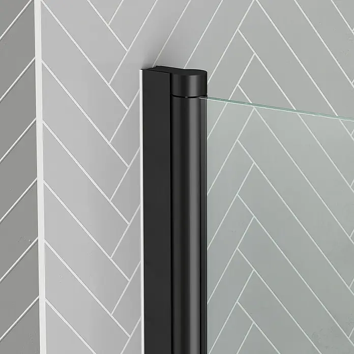 Aurlane Badewannenaufsatz Essential - B x H: 70 x 120 cm, 1 Stk., Schwarz, Mit Handtuchhalter - Schwarzes Duschwandprofil in elegantem Design, das eine klare Glasscheibe hält.