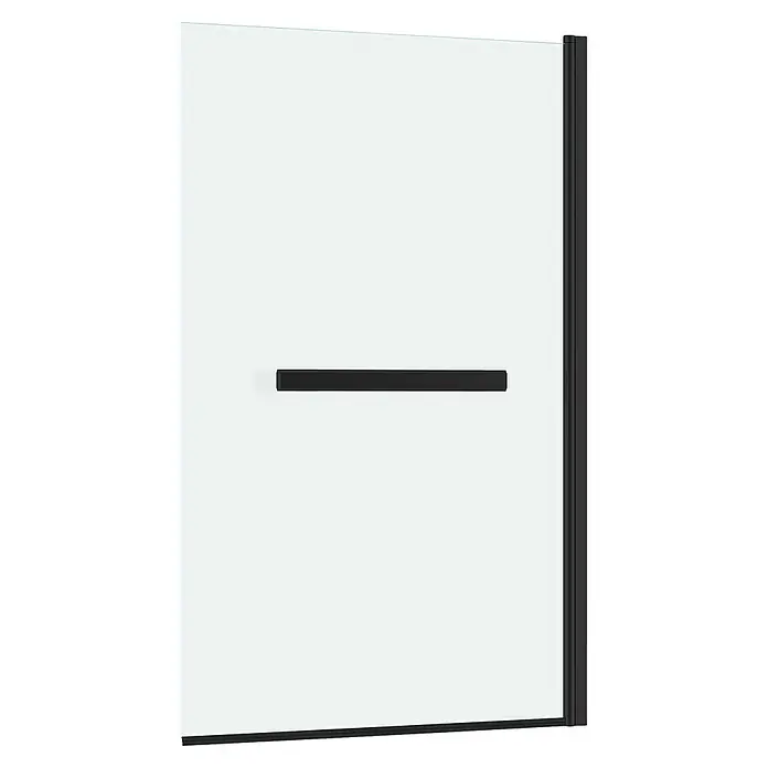 Aurlane Badewannenaufsatz Essential - B x H: 70 x 120 cm, 1 Stk., Schwarz, Mit Handtuchhalter - Milchglas-Duschwand mit schwarzem Rahmen und horizontalem Griff.