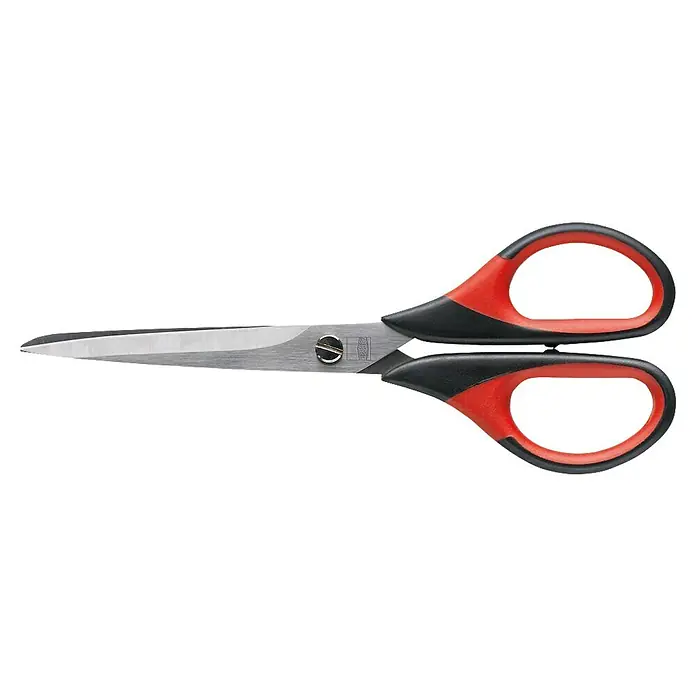 Bessey Mehrzweck-Schere D821-180 - Länge: 180 mm - Hochwertige Haushaltsschere mit roten Griffen und scharfen Klingen für präzise Schnitte in verschiedenen Materialien.