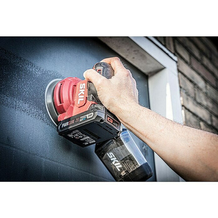 Skil PWRCore 20V Accu-excenterschuurmachine + Gratis Accu Compressor (Excl. accu) | BAUHAUS