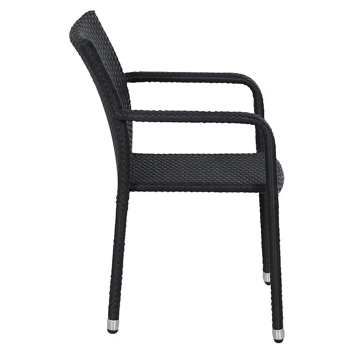 Gardamo Stapelstuhl Minas im Set - 2 Stk., 100% Polyethylen, Schwarz, B x T x H: 56 x 60 x 83 cm - Schwarzer Rattansessel mit Armlehnen, ideal für den Außenbereich und stilvolles Sitzen auf der Terrasse.