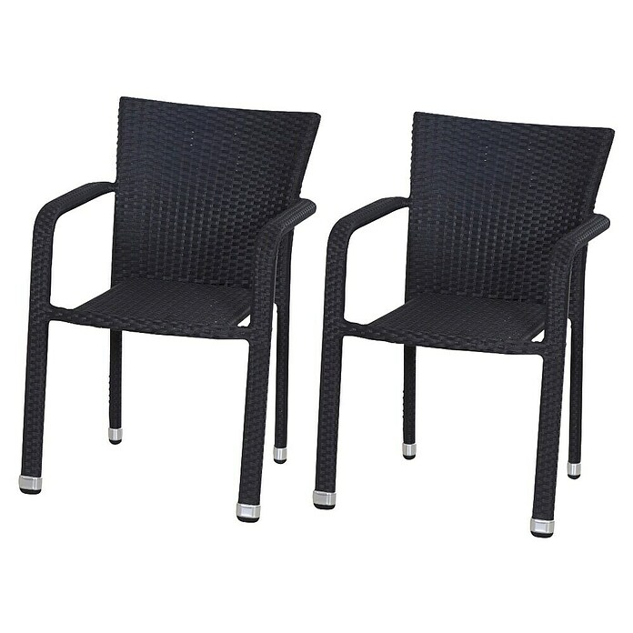 Gardamo Stapelstuhl Minas im Set (2 Stk., 100% Polyethylen, Schwarz, B x T x H: 56 x 60 x 83 cm) | BAUHAUS