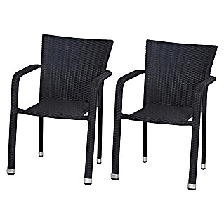 Gardamo Stapelstuhl Minas im Set (2 Stk., 100% Polyethylen, Schwarz, B x T x H: 56 x 60 x 83 cm)