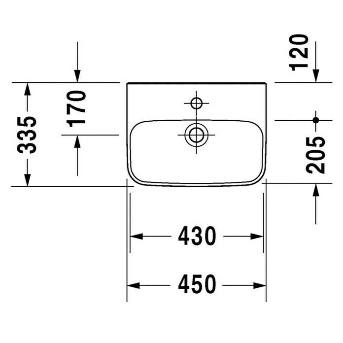 Duravit DuraStyle Waschbecken45 x 33,5 cm, Ohne Spezialglasur, Hahnloch: Mitte, Ohne Überlauf, Weiß Unknown