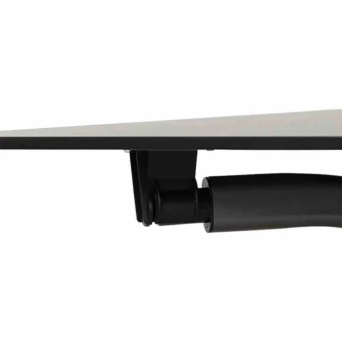Siena Garden Urban Lights Gartenmöbel-Set Square Stuhl/Sola Tisch - 5 -tlg., Polypropylen, Olive/Anthrazit - Detailansicht eines Bürostuhls, die die Verbindung zwischen Sitzfläche und Armlehne zeigt. Schwarze und weiße Farbtöne dominieren.