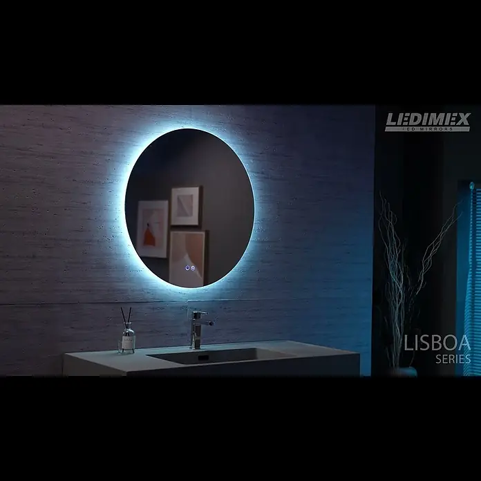 LedImex Espejo con luz Lisboa - Diámetro: 70 cm, Sensor, Función antivaho - LISBOA