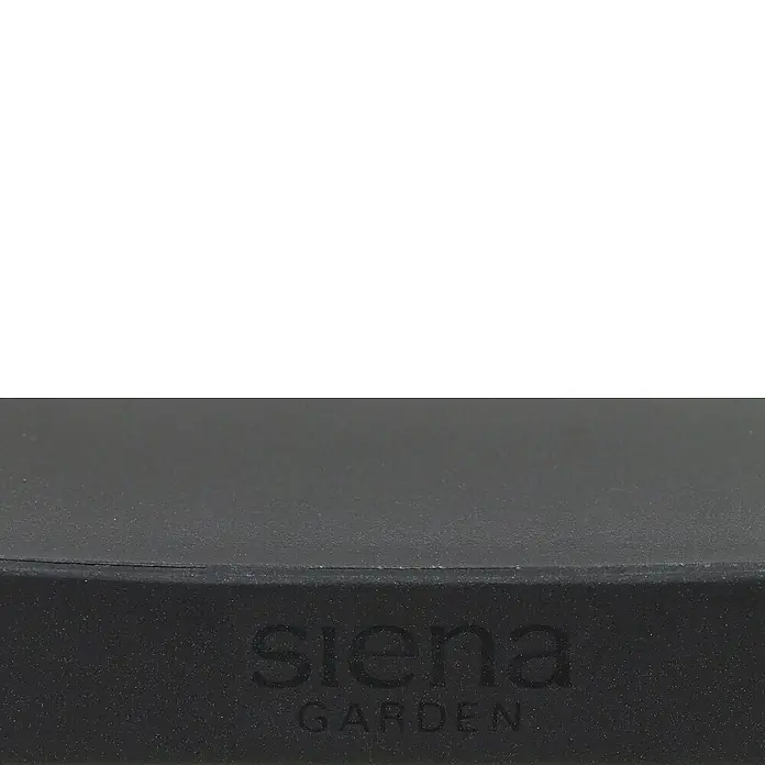 Siena Garden Urban Lights Gartenmöbel-Set Sessel Lane/Tisch Sola - 5 -tlg., Polypropylen, Anthrazit, Stapelbar - Nahaufnahme eines schwarzen Produkts von Siena Garden mit Fokus auf Details und Textur für den Außenbereich.