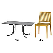 Siena Garden Urban Lights Gartenmöbel-Set Stuhl Lane/Tisch Sola (5 -tlg., Polypropylen, Mustard/Anthrazit, 160 x 90 cm) | BAUHAUS