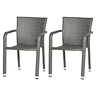 Gardamo Stapelstuhl Minas im Set (2 Stk., 100% Polyethylen, Grau, B x T x H: 56 x 60 x 83 cm)