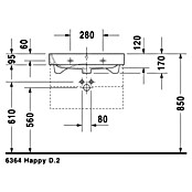 Duravit Happy D.2 Waschtisch (50,5 x 65 cm, Ohne Beschichtung, Keramik, Weiß)