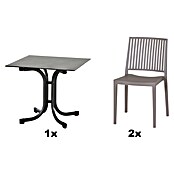Siena Garden Urban Lights Gartenmöbel-Set Lane Stuhl/Sola Tisch (3 -tlg., Polypropylen, Taupe/Anthrazit, 80 x 80 cm) | BAUHAUS