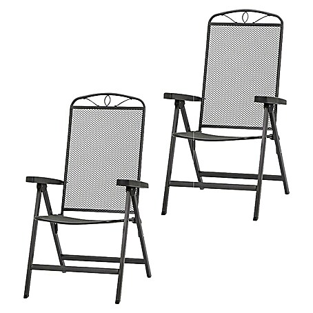 Siena Garden Klappstuhl Elda (B x T x H: 65 x 60 x 103 cm, Anthrazit, Verstellbare Rückenlehne)